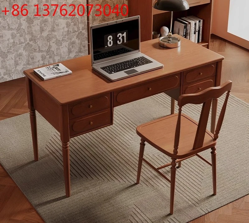 French Solid Wood Desk Home Bedroom Antique Long Computer Desk Writing Desk