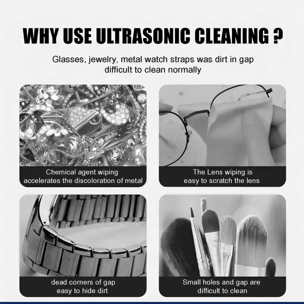 보석 및 안경용 Vetiepetie Soundwave 기술 클리너 - 45, 000Hz 360 °     심층 청소, USB 전원, 시계에 이상적, Ri
