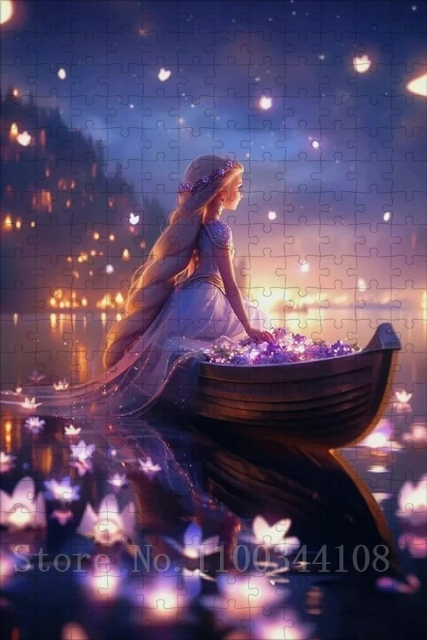 Disney Princess Puzzles pour adultes, jouets de jeu de décompression, bateau, lac, dessin animé, cadeau de bricolage fait à la main, nouvel an