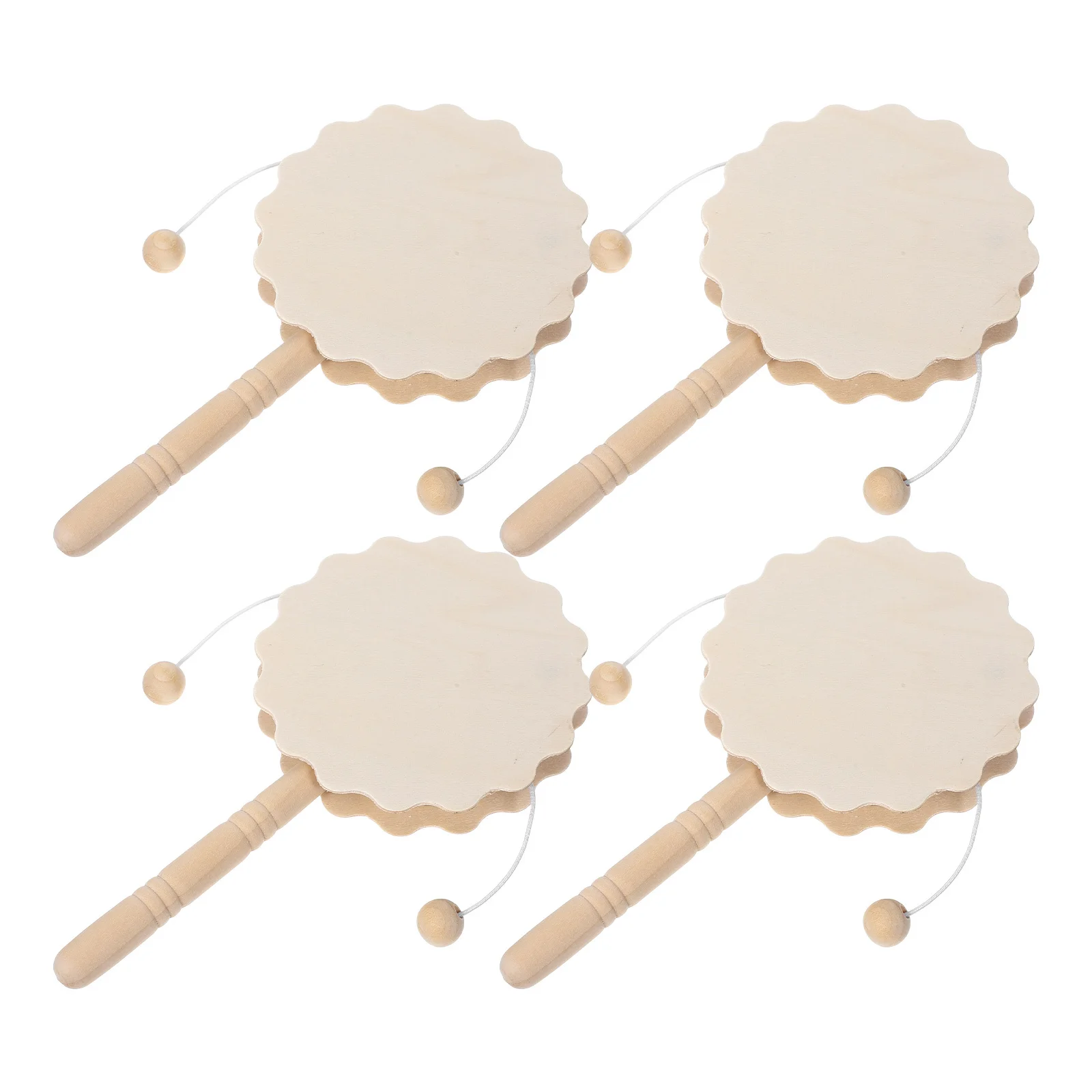 4 قطعة خشخيشة خشبية فارغة طبل لم تنته DIY بها بنفسك رسمت باليد الحرف للأطفال اللوحة الإبداعية التعليمية ديكور Crafts بها بنفسك الحرف الخشبية