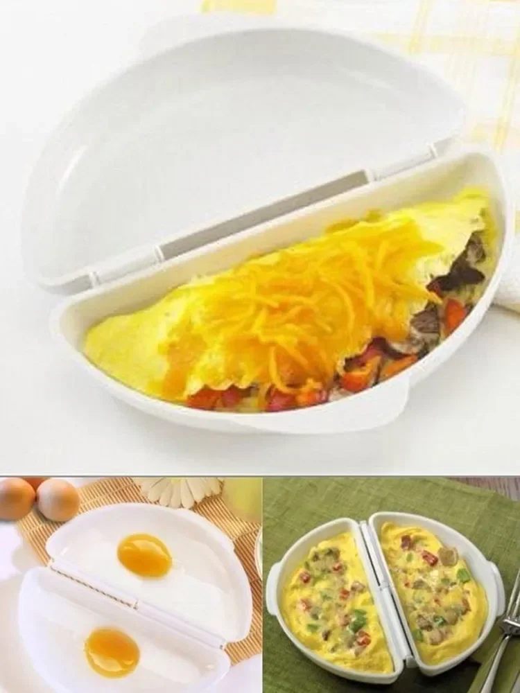 1Pcs Useful Two Eggs Microwave Omelet Cooker Pan Microweavable Cooker Omelette Eggs Steamer Box Home Kitchen Tools