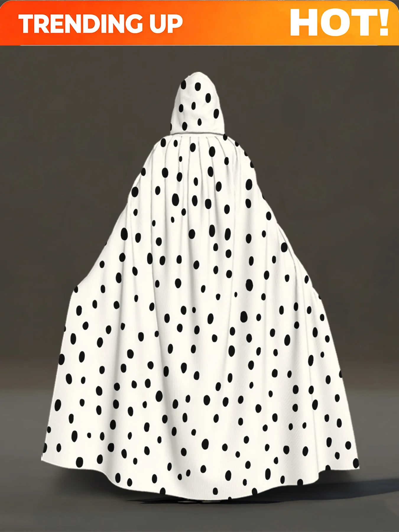 Customization Two-Dimensional Flat Robes, 1pc, Featuring A Black Dotted Design Pattern With Hooded Capes, Suitable For Cosplay,