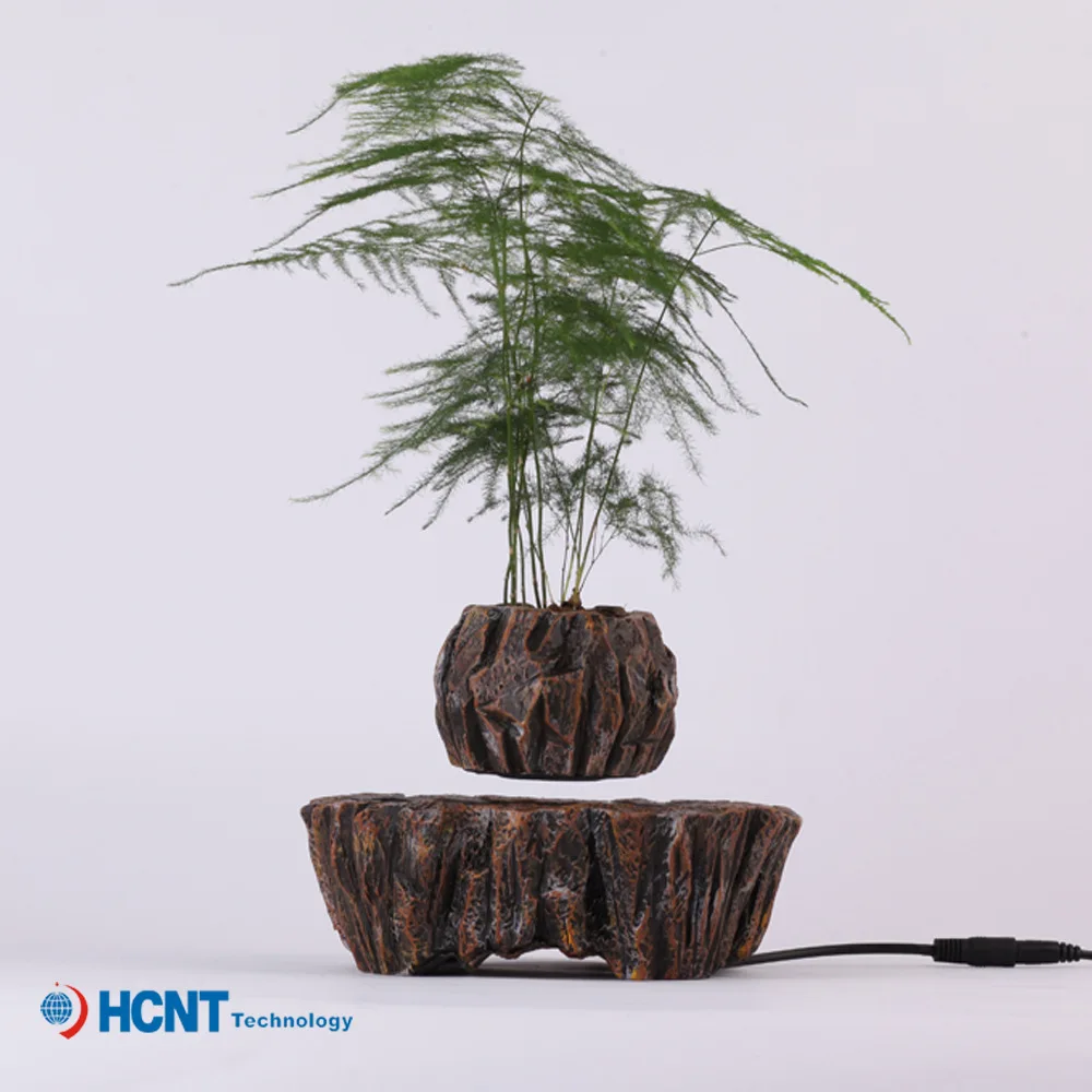 

Modern Indoor Decorative Magnetic Levitation Resin Planter Ceramic-Look Floating Flower Pot Minimalist Home Decor
