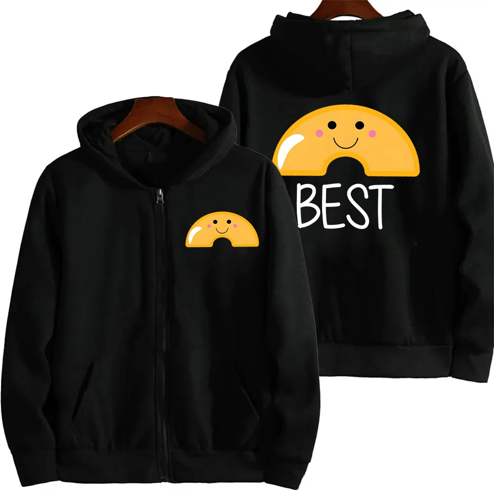 Best Friends Fleece Hoodies BFF Bestie Zipper Hoodie Macaroni and Cheese Zip Jackets Funny Best Friends Coquette Aesthetic Hoody