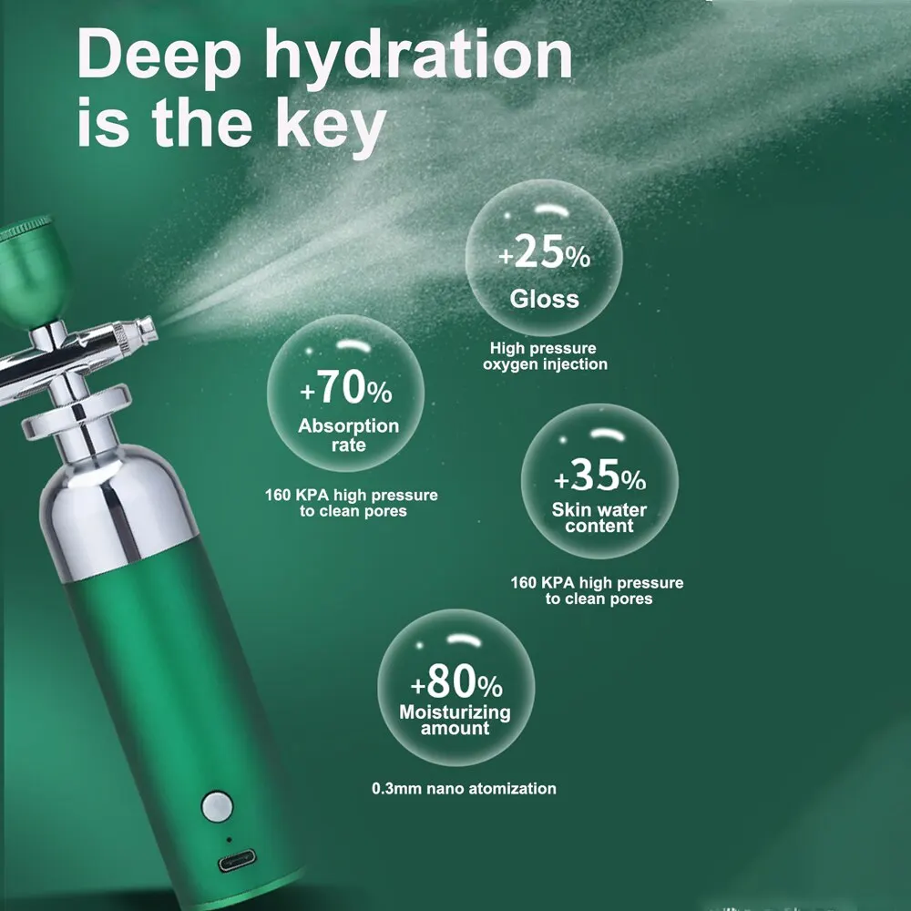 Water Light Oxygen Injection Apparatus Nano Fog Mist Sprayer Air Compressor Kit For Nail Tattoo Art Beauty Decoration Gun Tool