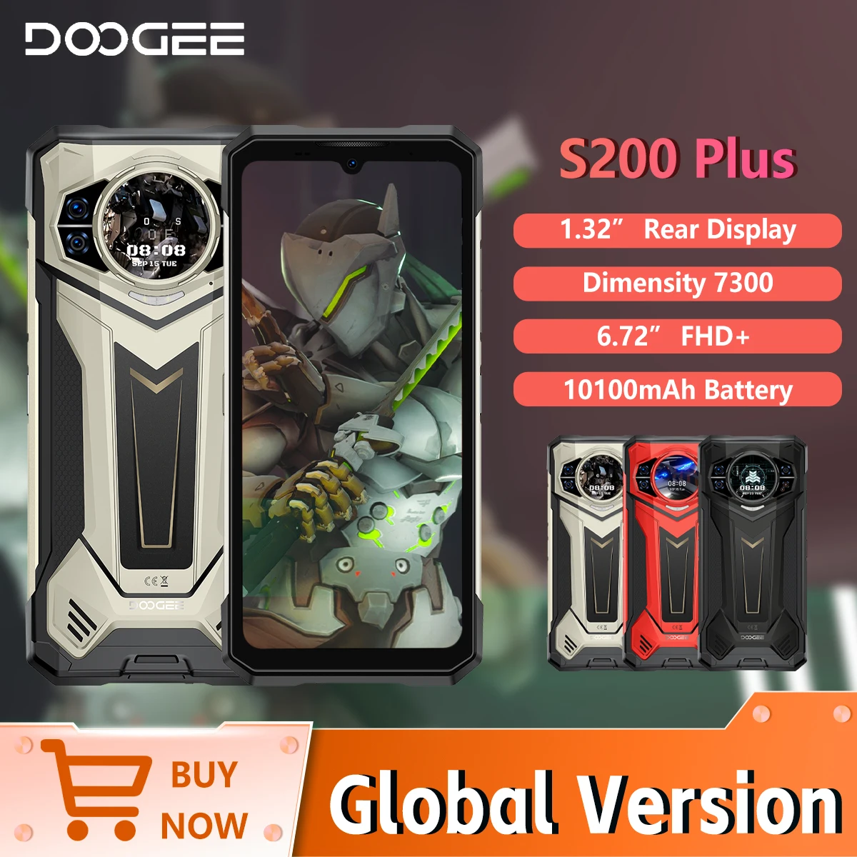 DOOGEE S200Plus 5G AI Smartphone robuste dimension 7300 16 + 512GB 1.32 "écran arrière 6.72'' 10100mAh téléphone