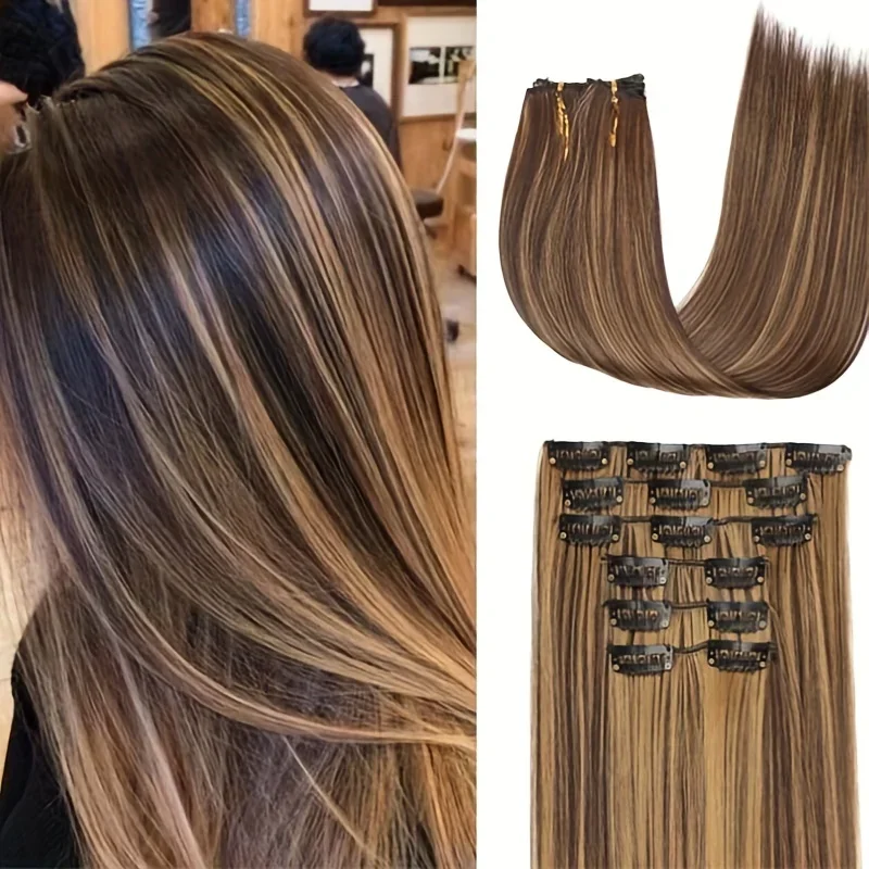 

16pcs Clip In Long Straight Hair Extensions Synthetic Fiber Straight Hairpiece For Women Girls Hair Clips Hair Accessories2028