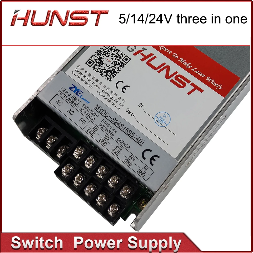 HUNST 500W Swithing Power Supply 3 In One Supply Output 24V  15V 5V Input 110V/220V  For Laser Marking and Engraving Machine