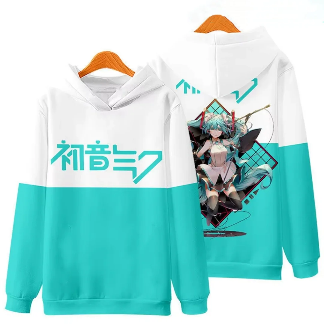初音ミクアニメグラフィックレディース冬パーカーソフト暖かい居心地の良いプルオーバースウェットシャツ女性女の子かわいいボーカロイドファッションスタイル