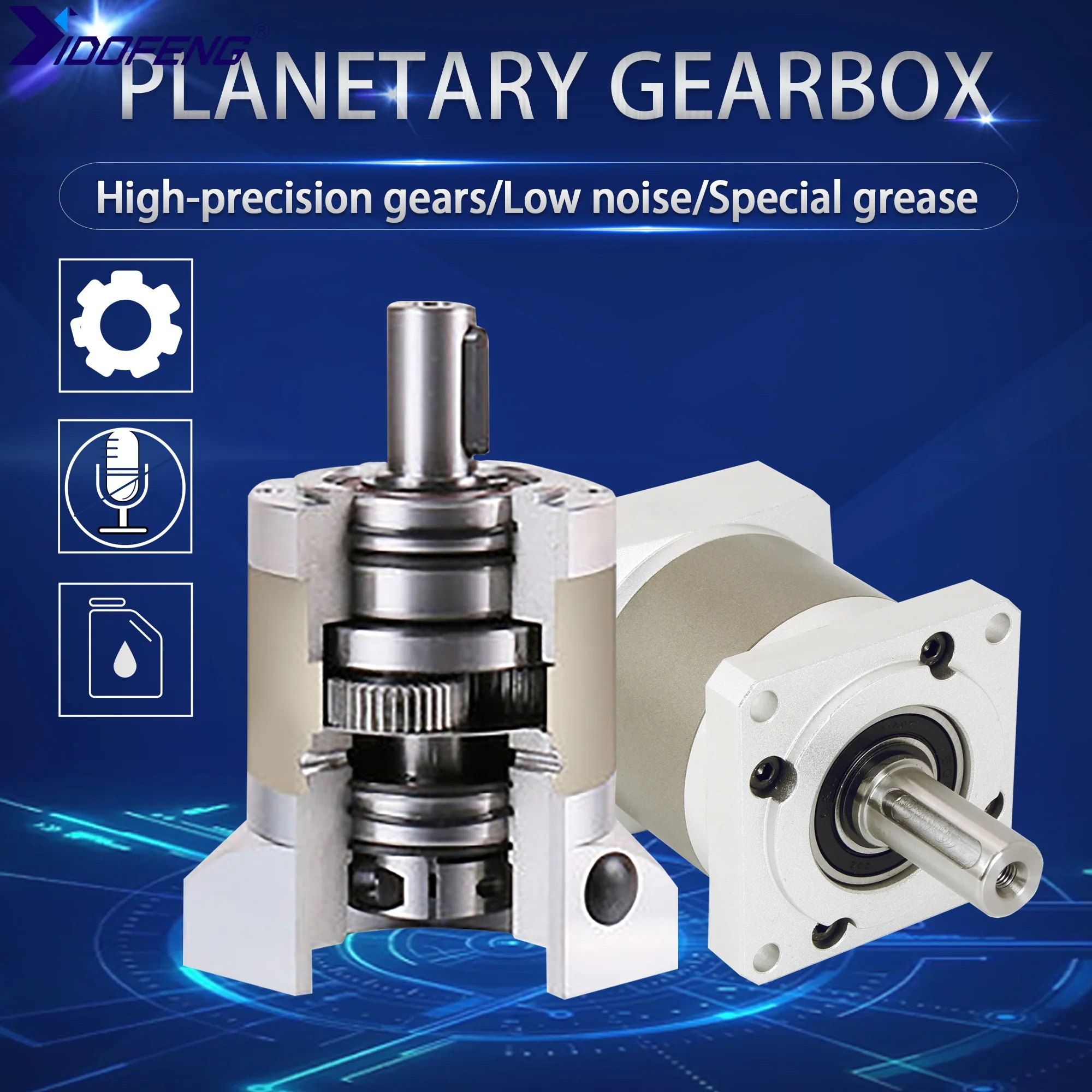 

CNC Nema23 Stepper Motor Planetary Gearbox Speed Reducer for 8mm Shaft 57mm Motor Gear Reducer Ratio 3:1-50:1 IP65 3000rpm