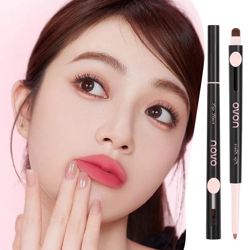 Double-Ended Lip Liner Pen, Lipstick, Long-Lasting Matte Finish, Waterproof, Easy To Apply, No Clumping, Full Coverage