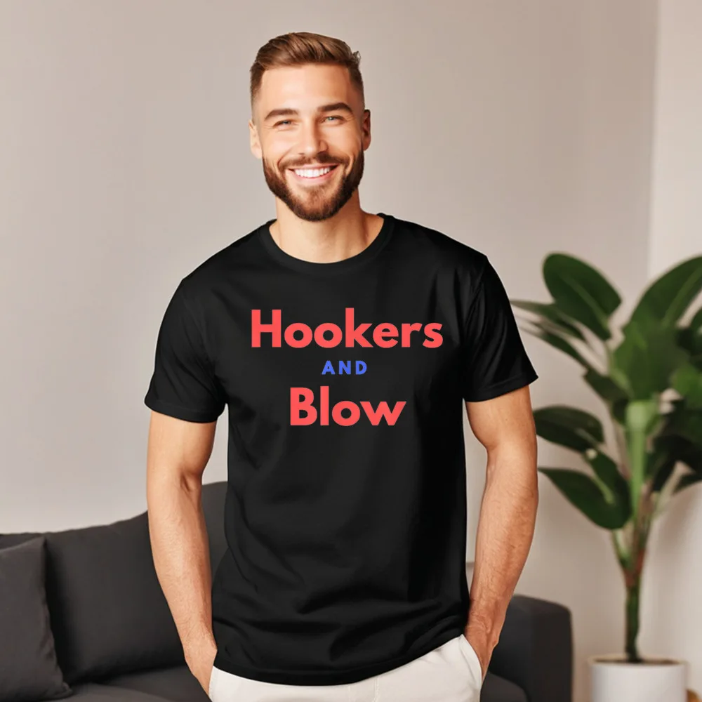 Hookers and Blow Funny Novelty Hip hop Mother Day 100% Cotton Round Neck Male Tops Tees Tee Shirts Family Short Sleeve Tshirts