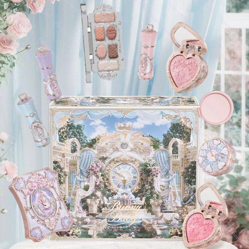 Flower Knows Bunny Garden Iris ALL in ONE 10pcs Makeup Kit Lip Balm Blush Eyeshadow Cushion Foundation Gift Set for Women