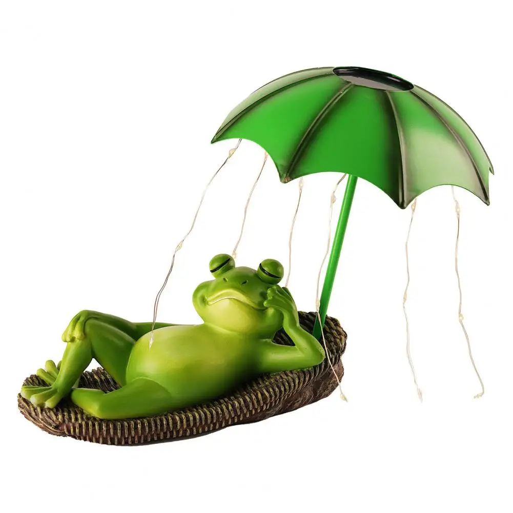 

Unique Frog Statue with Automatic Solar Frog Garden Statue with Led Lights Outdoor Decor Figurine Fairy for Patio for Women