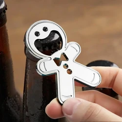 Magnetic Gingerbread Man Bottle Opener Stainless Steel Bottle Opener Fridge Soda Glass Cap Remover Kitchen Metal Beer Bar Tool