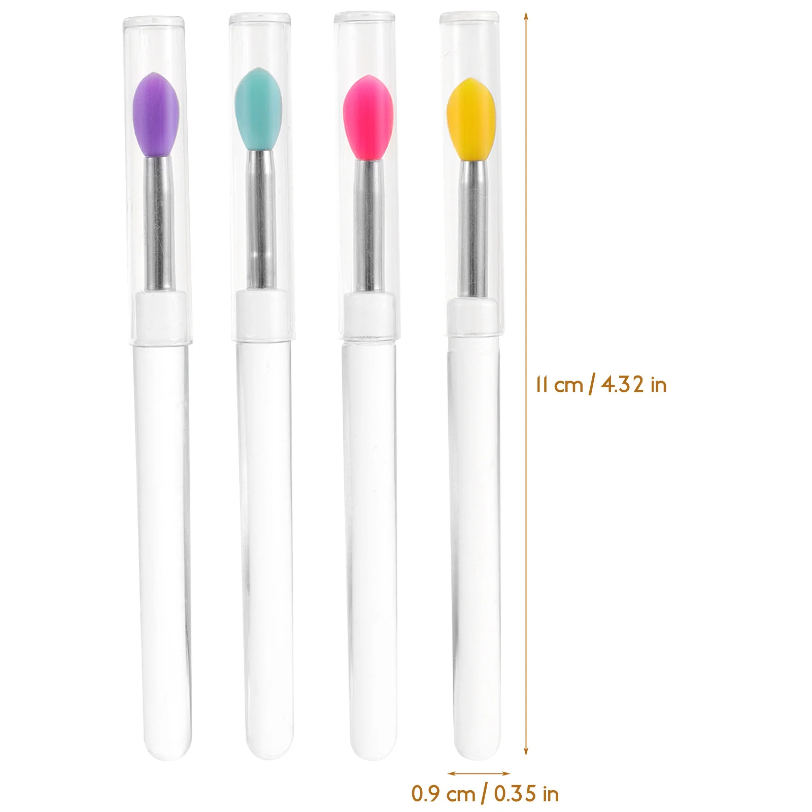 투명한 손잡이가 있는 8Pcs 실리콘 립 어플리케이터 립스틱 브러쉬 립글로스 밤용 재사용 가능한 소프트 메이크업 도구