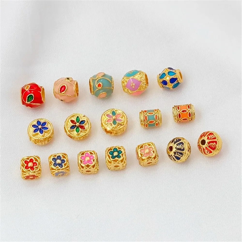 18K Gold-plated Blue Barrel Beads, Jingtai Blue Square Beads, Loose Beads, DIY Handmade Bracelets, Necklaces, Jewelry Accessorie