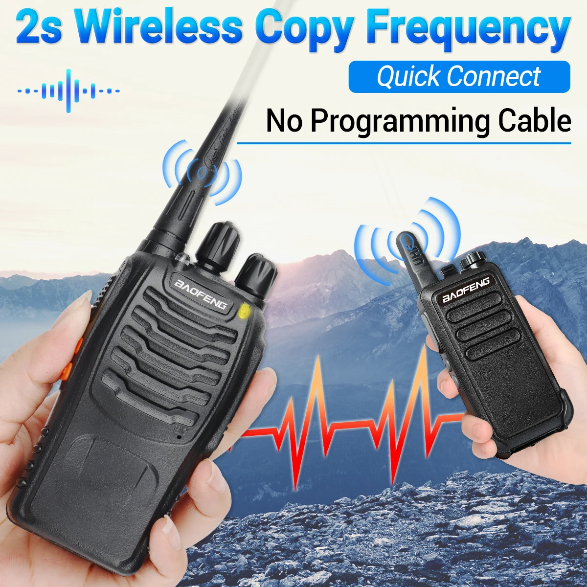 Baofeng BF-888S Pro Walkie Talkie Wireless Copy Frequency Long Range UHF 400-470MHz Portable Ham Two Way Radio for Hunting