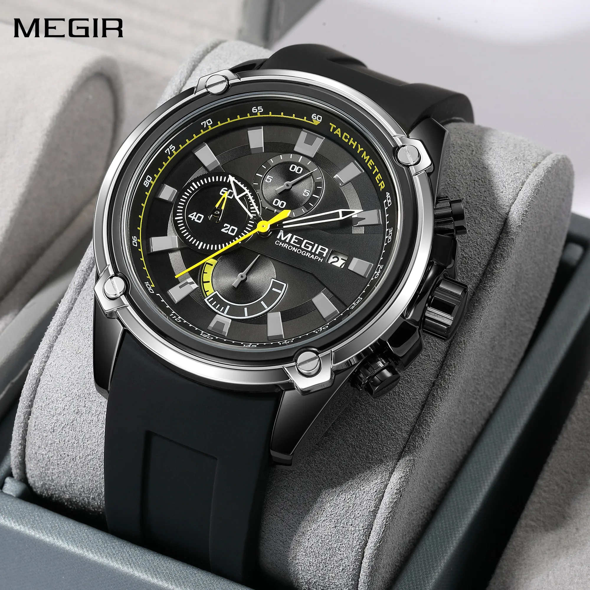 Top Luxury Watches For Men Chronograph Date Man Quartz Watch Waterproof Silicone Fashion Business Men's Wristwatch