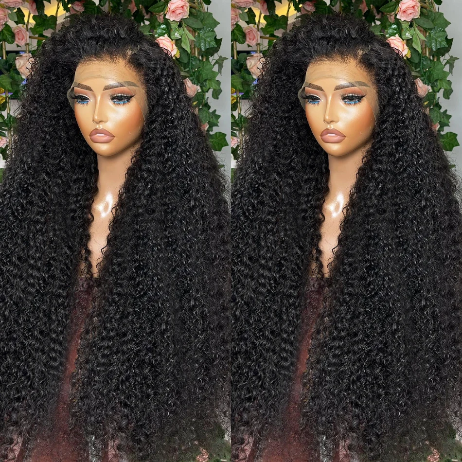 Perruque Lace Front Wig Deep Wave Brésilienne Remy Naturelle, Cheveux Humains, 13x4, 13x6, 30 40 Pouces, 250% Transparente, pour Femme