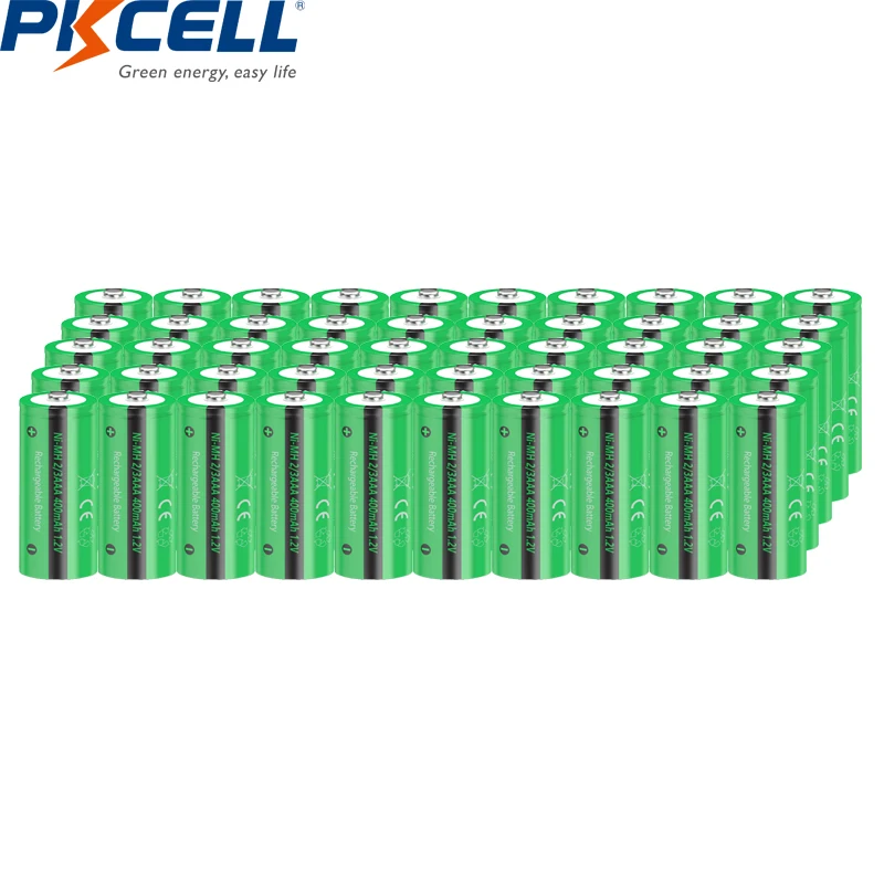 

50PC PKCELL 1.2V 2/3AAA Ni-MH Rechargeable Battery Button top 400mAh Solar Garden Landscape Batteries