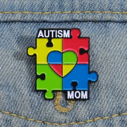 Rainbow Picture Puzzle Enamel Pins Autism Mom Careful Autism Patients Lapel Badges Metal Brooches Clothes Backpack Jewelry Gifts