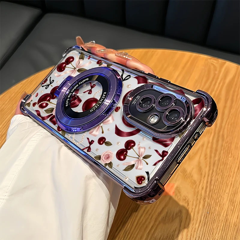 Pink Bow Tie Red Cherry Pattern Phone Case For Tecno Spark 10 Pro 20C 50 GO 1 2 3 Slim Pop 8 9 Plating TPU Shockproof Cover Capa