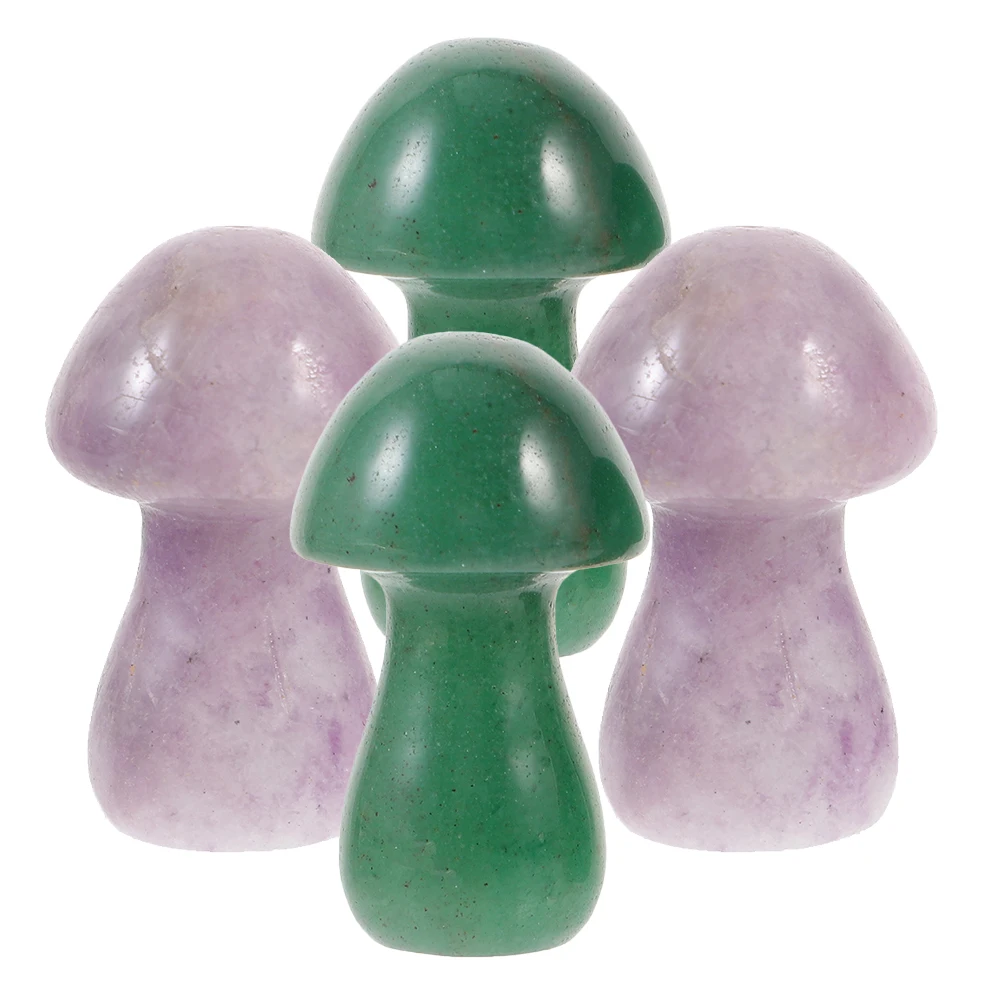 

4pcs Crystal Mushroom Statues 1 5 Inch Natural Stone Semi Gemstone Large Mushrooms Garden Patio Decor Flowerpot Adornment Mini L