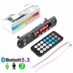 Bluetooth 5.3 MP3 WMA Decoder Board 9V 12V Audio Module USB TF AUX FM Radio Wireless Car Music Player With Mic Remote Control