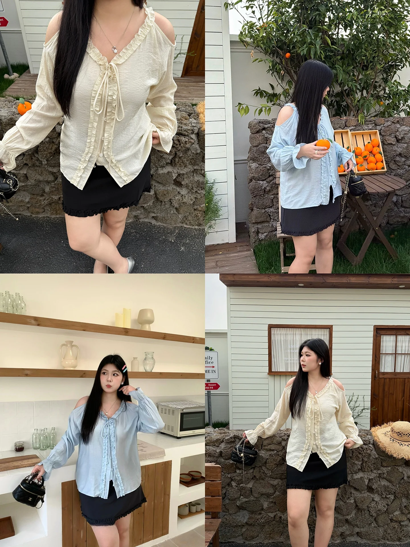 

Loose Long Sleeve V-Neck Bell Sleeve Shirt Sweet Lace Trim Korean Style Spring Summer Fatty Shoulder Exposure Top Women's Shirt