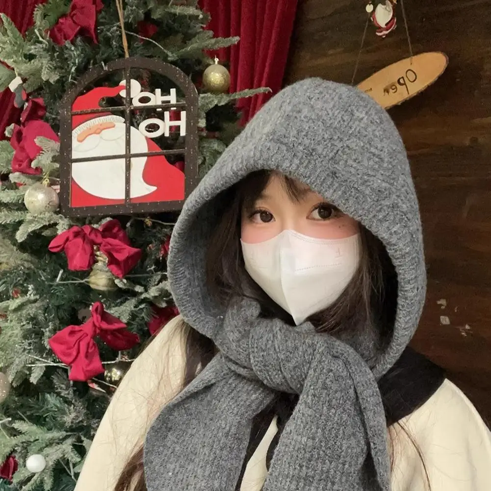 أزياء المرأة الحمراء بالاكلافا قبعة وشاح متكامل محبوك قبعة تدفئة المألوف الخريف الشتاء الحرارية الرقبة أدفأ قبعة الكرة كاب #6