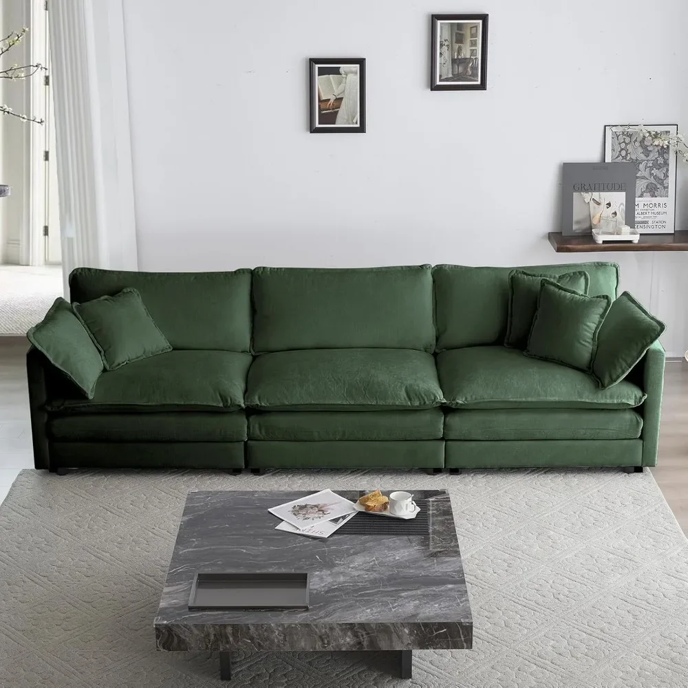 Sofa Modular Sectional Couch, Modern 3 Seater Comfy Deep Seat Cloud Sofa with 5 Pillows fliving room sofas