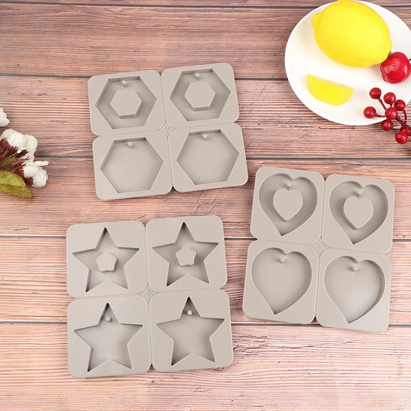 DIY Silicone Molds Candles Aroma Wax Tablets Mould Car Pendant Decoration Single Hole Pentagram Hexagon Heart Star Silicone Mold