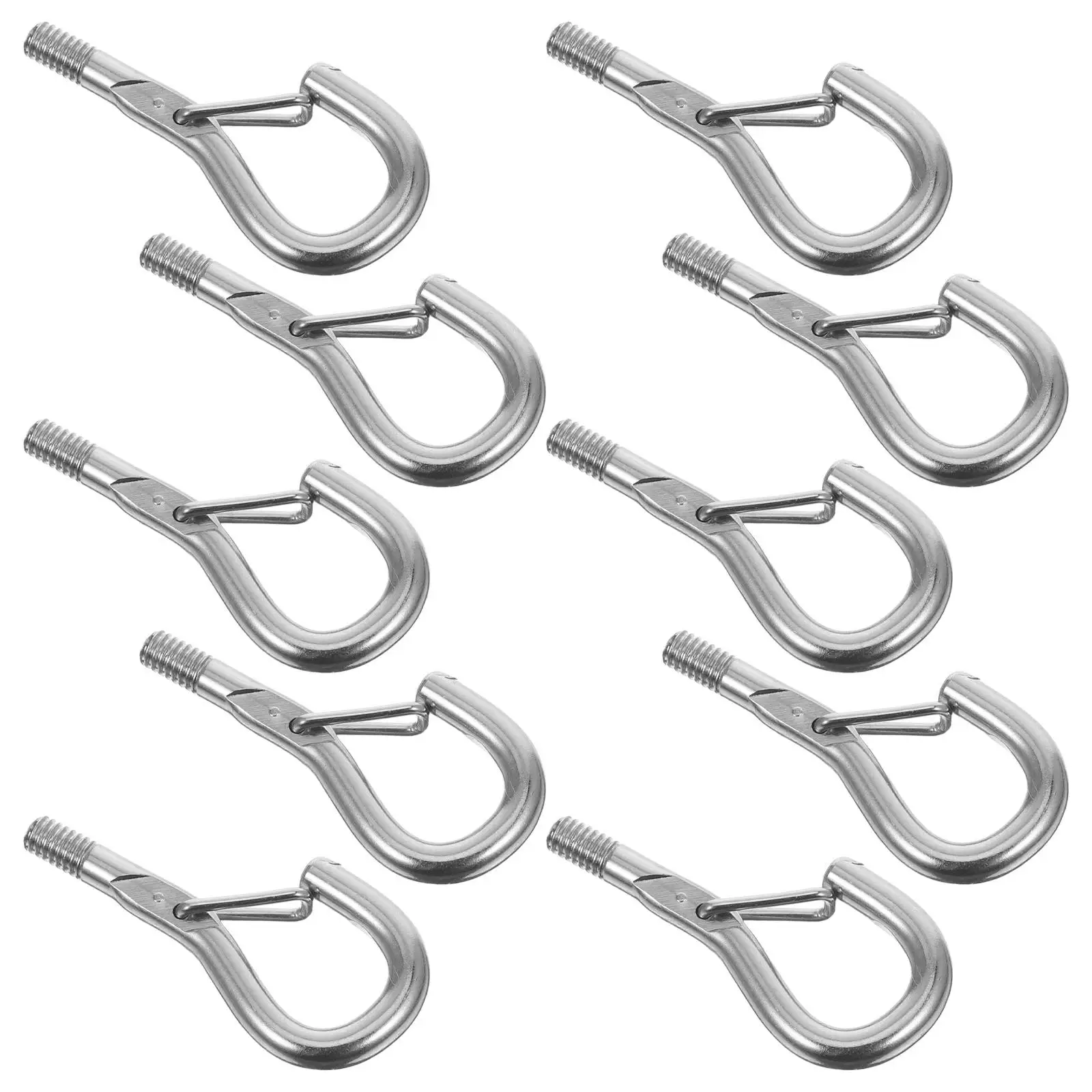 

10Pcs Wire Rope Lock Hooks Self-locking Large Metal Hanging Hooks for Christmas Lights Outdoor Plant Feeder Safe Buckle Lantern