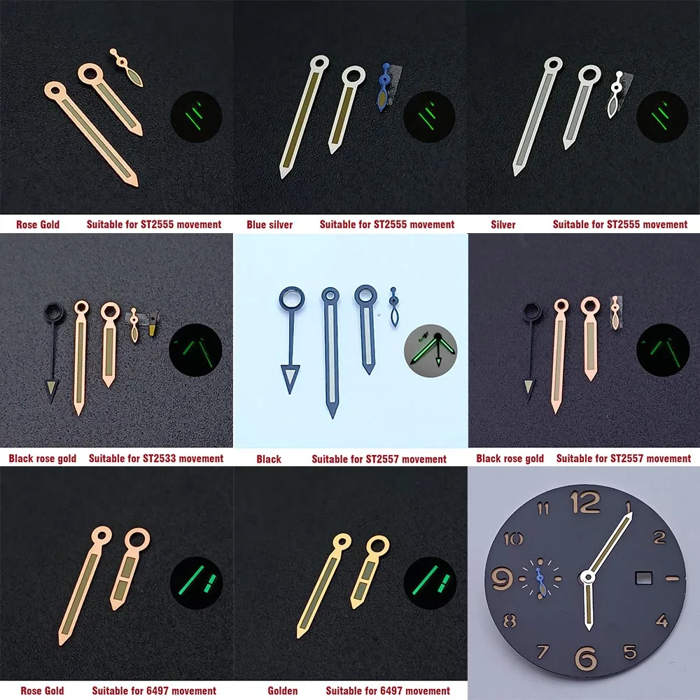 Watch ST2533/ST2557/ST2555/6497 hands green luminous, suitable for ST2557/ST2555/ST2533/6497 movement pointer accessories