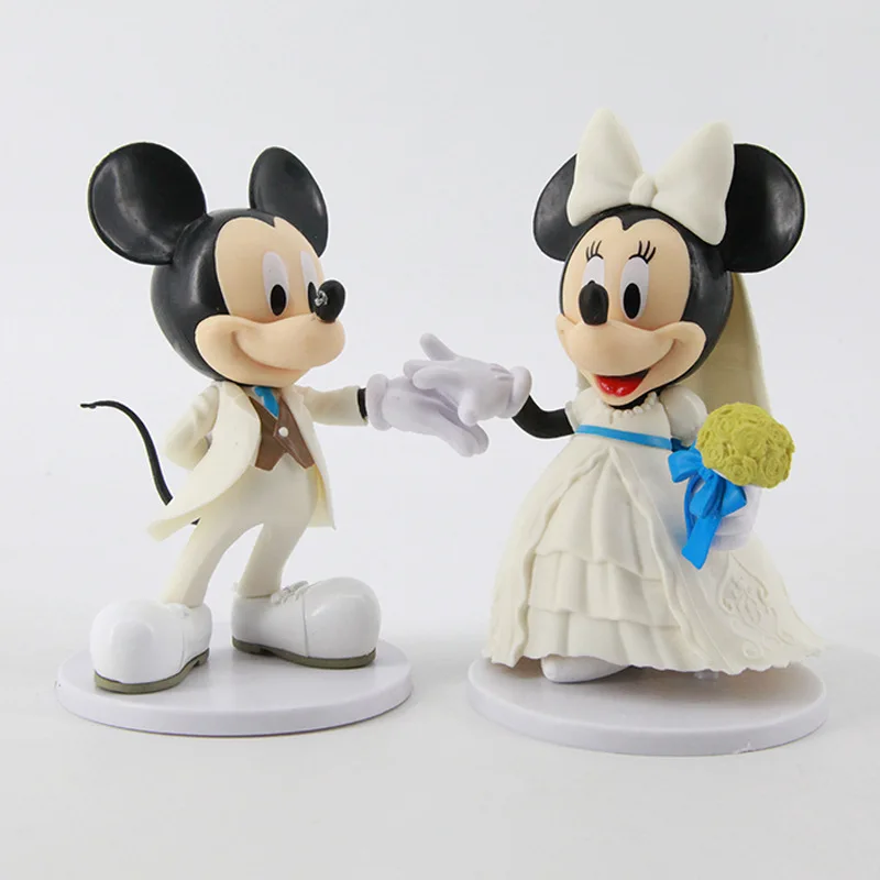 2 pcs/set Disney Action Figures Toys Mickey  Minne Model Toy  Wedding Doll gift