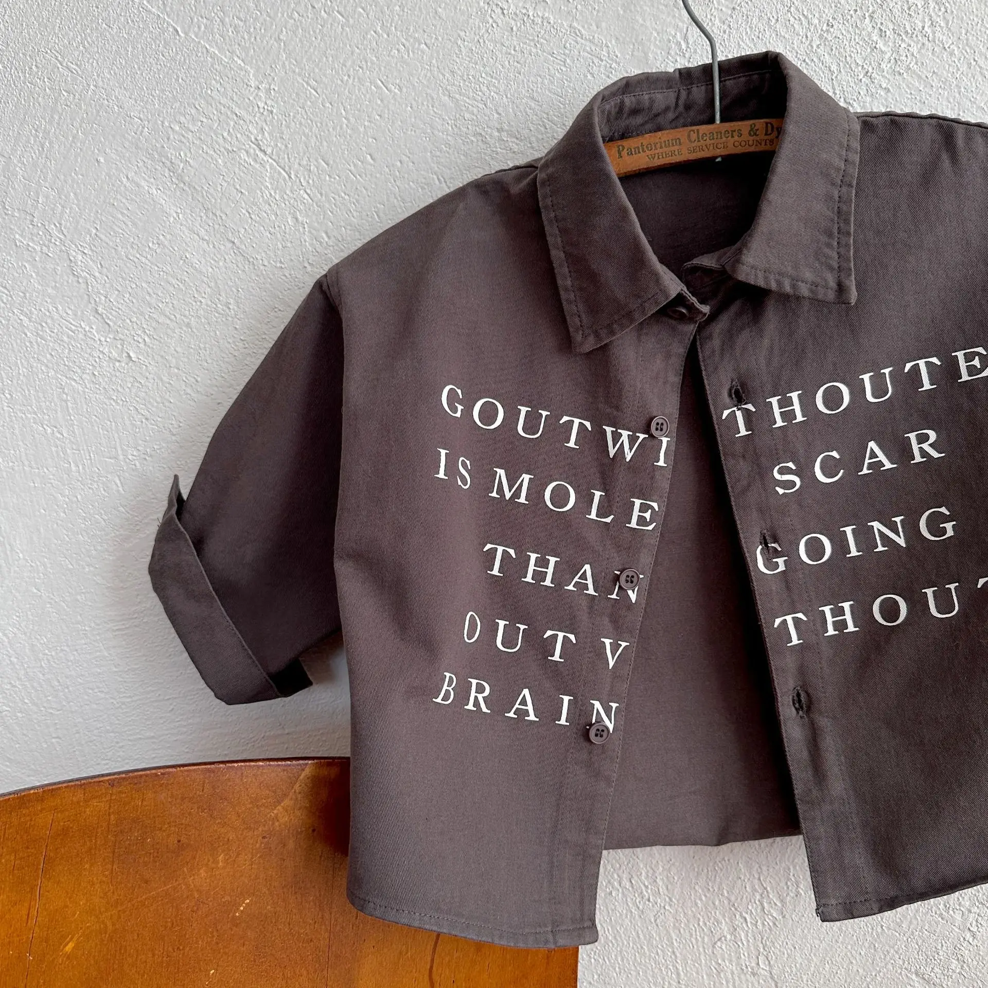 Children\'s Shirt 2024 Spring New Boys and Girls Printed Letter Shirt Baby Cotton Shirt Coat