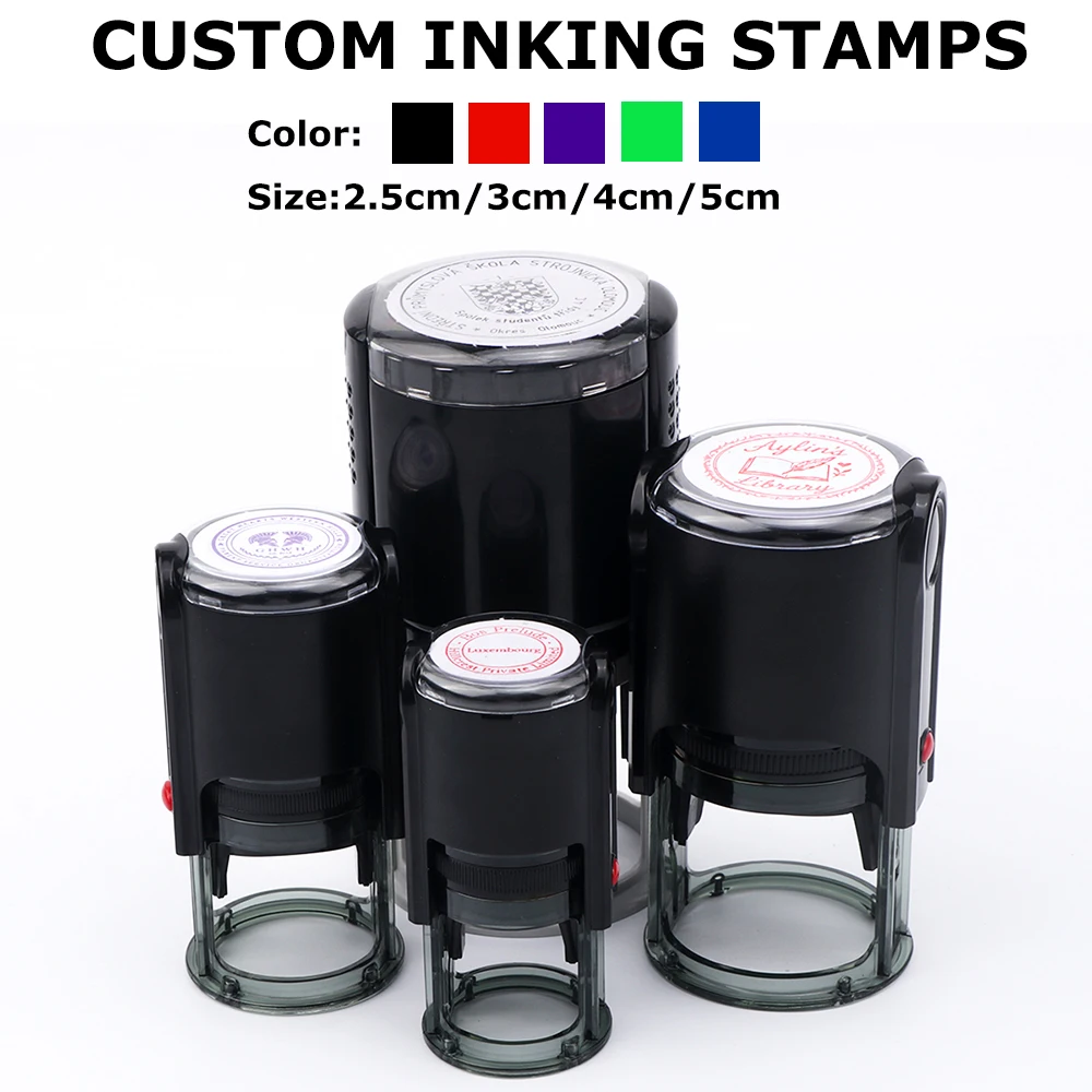 Custom Self-Inking Stamp 25/30/40/50mm Round Logo Design P Personalized Press-type Inking Stamp for Wedding Invitation Envelope