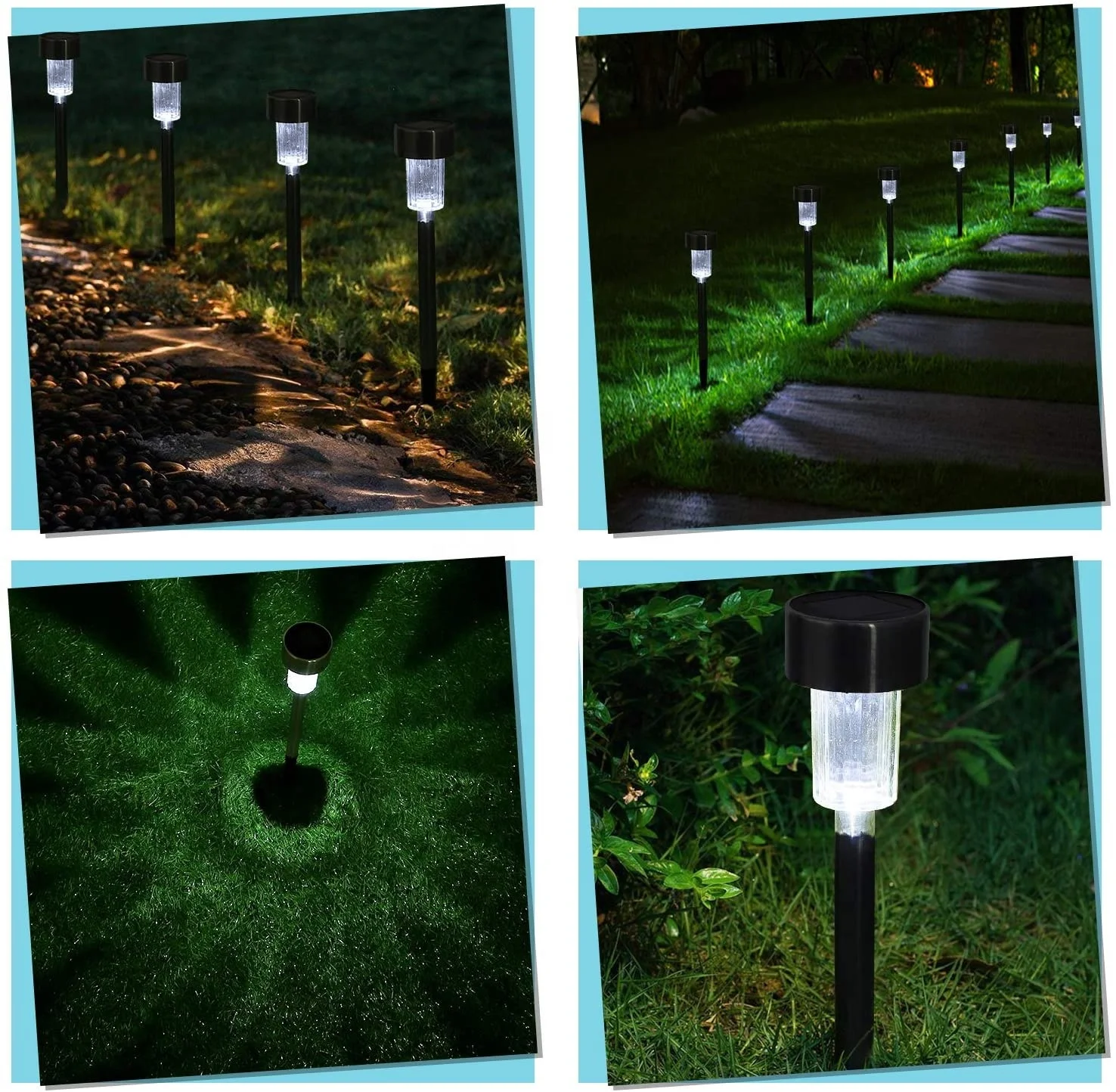 Solar Light Led Garden Pathway Warm White Multiple Landscape Lawn Patio Yard Walkway Stainless Steel Outdoor Waterproof Lamp