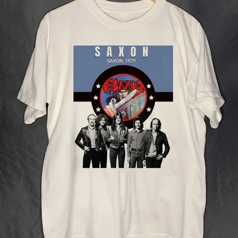 Saxon 1979 Star Border Band Photo T-Shirt