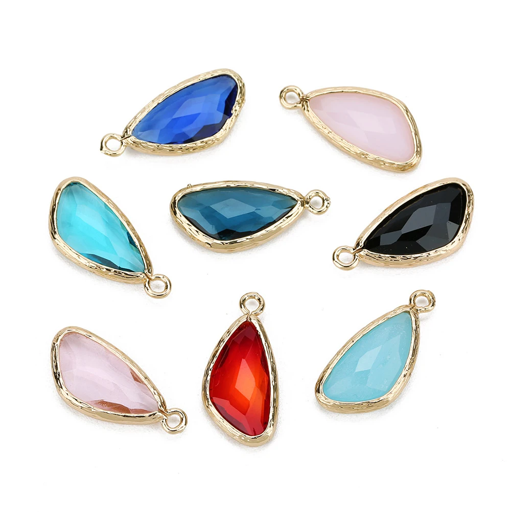 

5pcs Glass Pendant Connector Charms for Necklace Bracelet DIY Jewelry Making Supplies Premium Metal Practical Use Gifts