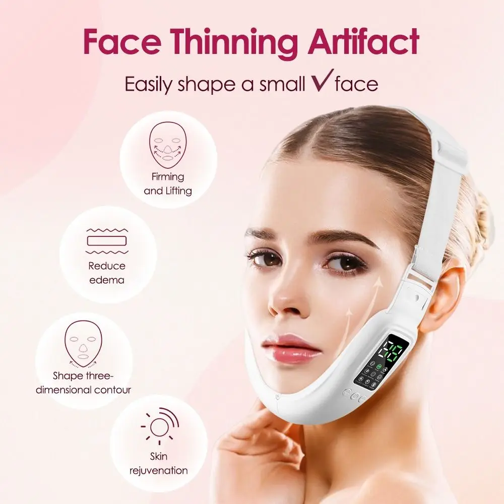 Máquina elétrica de lifting facial em forma de V, massageador vibratório, massagem EMS, dispositivo de levantamento facial, dispositivo de massagem facial, levantamento de bochecha