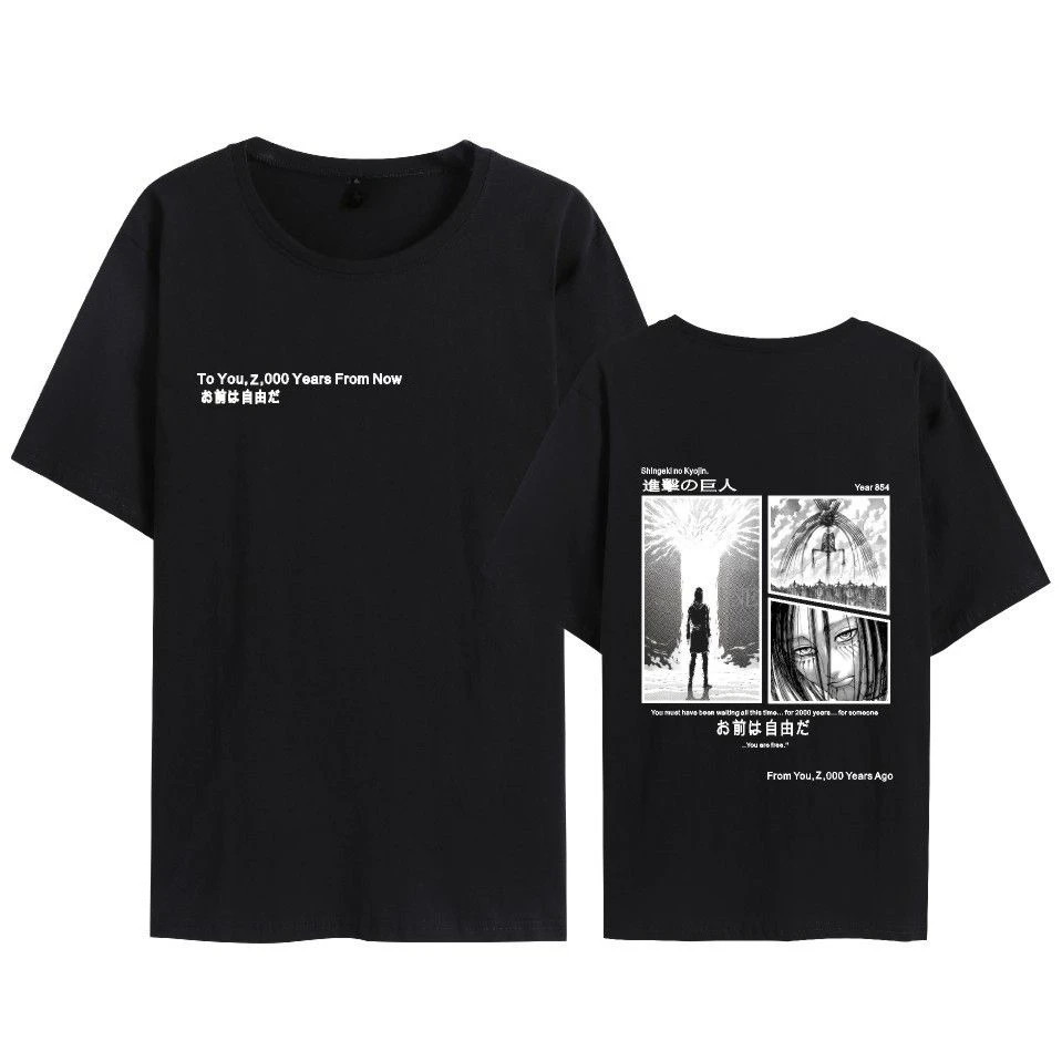 

Pure Cotton 2025 New Short-sleeved, Attacking Giant Animation Two-dimensional Printing Casual Couple T-shirt Top