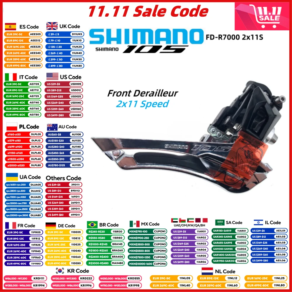 SHIMANO 105 FD-R7000 Front Derailleur For Road Bike Band Mount 2x11 Speed With Clamp Ring 2x11s R7000 Braze On 2V 11V Bike Parts