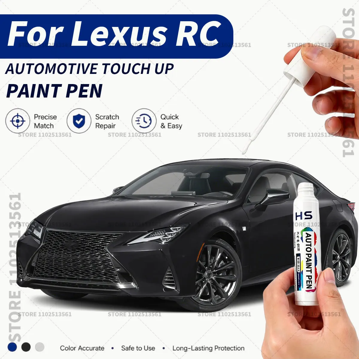 Car Paint Repair Pen Restores Original Factory Paint Finish For Lexus RC White Pearl Cloudburst Gray Obsidian Black Infra red