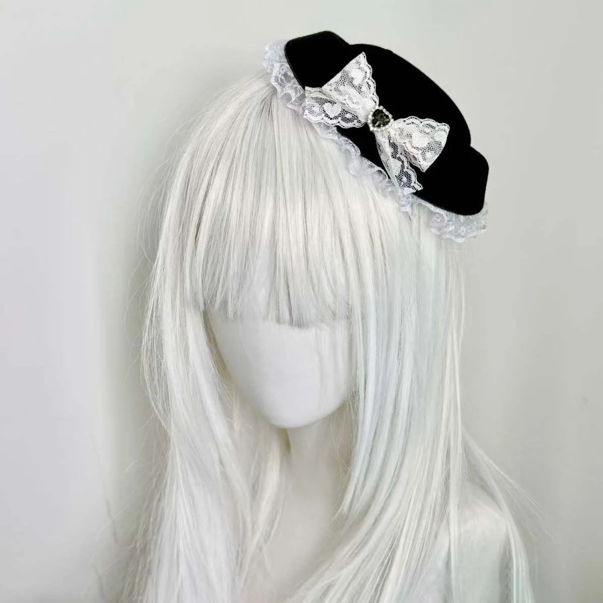 Nieuwe elegante kanten mini hoge hoed haarspeld Lolita kanten strik zoete subcultuur haaraccessoire