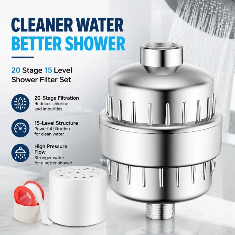 15‑20‑Layer Combined Household Shower‑Head Filter Water‑Purifier Pre‑Filtration Bathroom Accessory Removes Chlorine Sediment