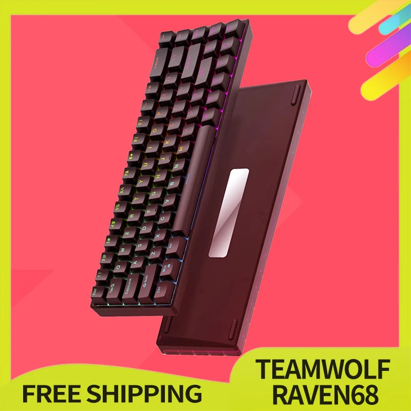 Teamwolf Raven68 Magnetic Keyboard Axis Mechanical Wired 8k Fast Trigger RGB Backlight E-Sports Gaming Customized Keyboard