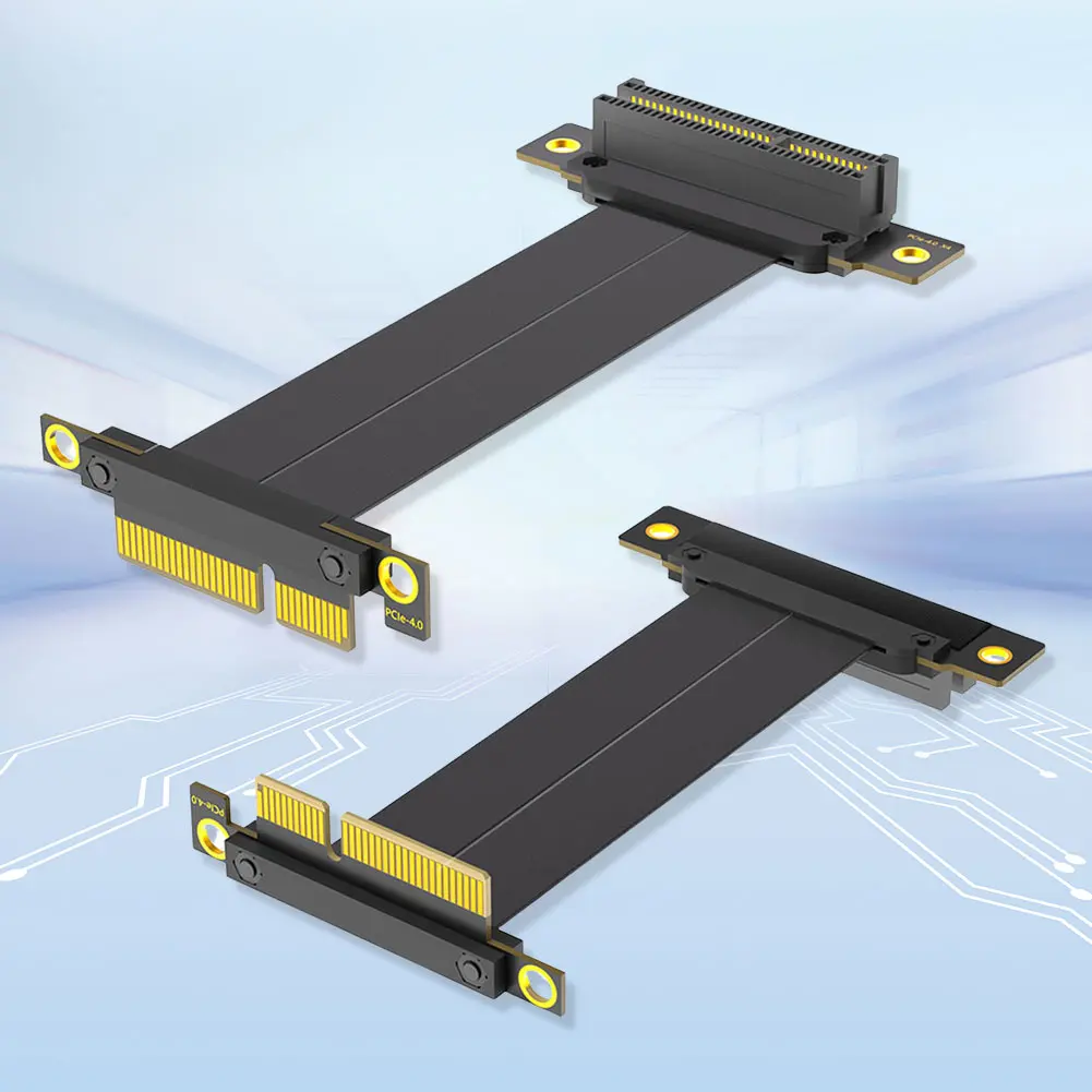 

PCI-E 4.0 X1/X4 Riser Cable Video Card High-Speed Flexible Extender PCIe 4.0 High Speed Flexible Extender Card 90 Degree Adapter