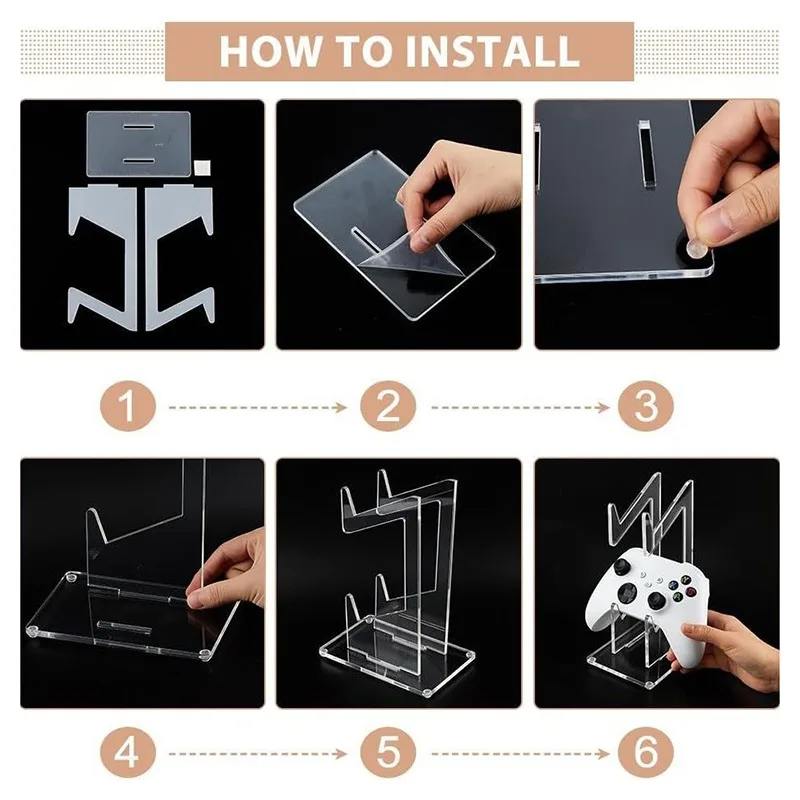 حامل وحدة تحكم ألعاب عالمي لجهاز Xbox Switch PS5 PS4 حامل قاعدة عرض مقبض اللعبة الشفاف لهاتف وحدة التحكم في الألعاب